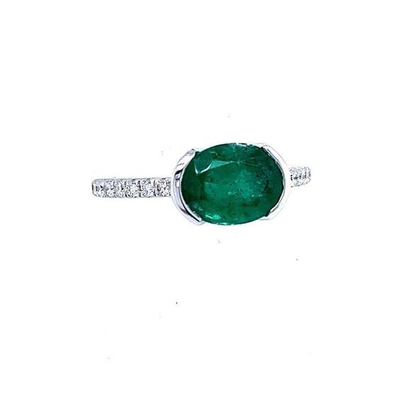 Natural Emerald Diamond Ring 6.5 14k W Gold 2.33 TCW Certified 221335 - Picture 11 of 17